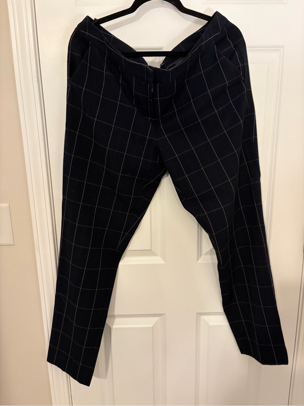Amanda & Chelsea Navy Windowpane Trousers - 12